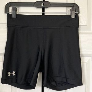 Pre Loved EUC Under Armour HeatGear Mid-Rise Compression Shorts Women Medium Blk